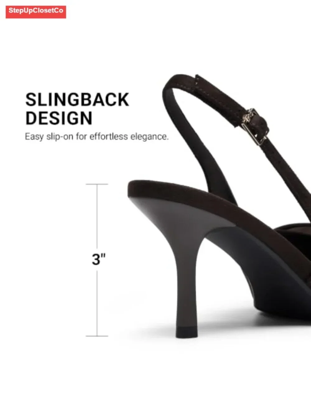 Slingback Pump Heels with Bow - 3 Inch Stiletto Dress Shoes